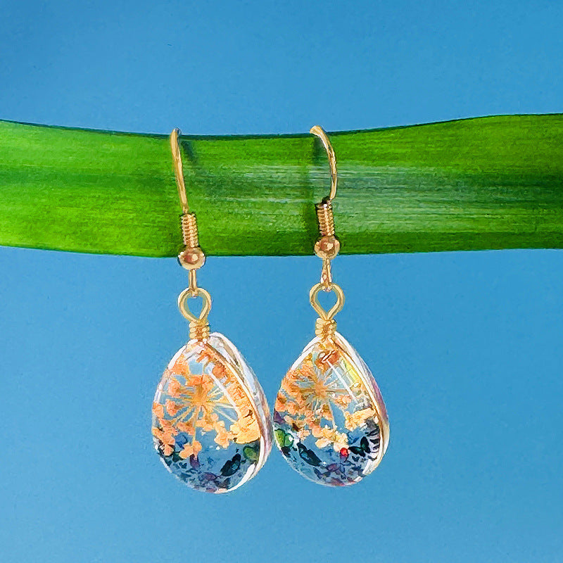 Water Drop-shaped Glass Eardrops Bird Language And Flower Fragrance Owl