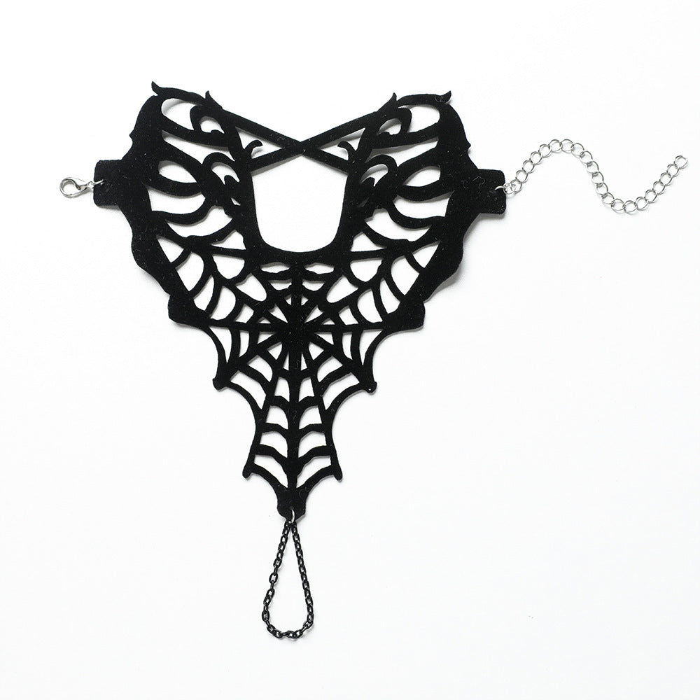Dark Style Hollow Spider Web Finger Chain