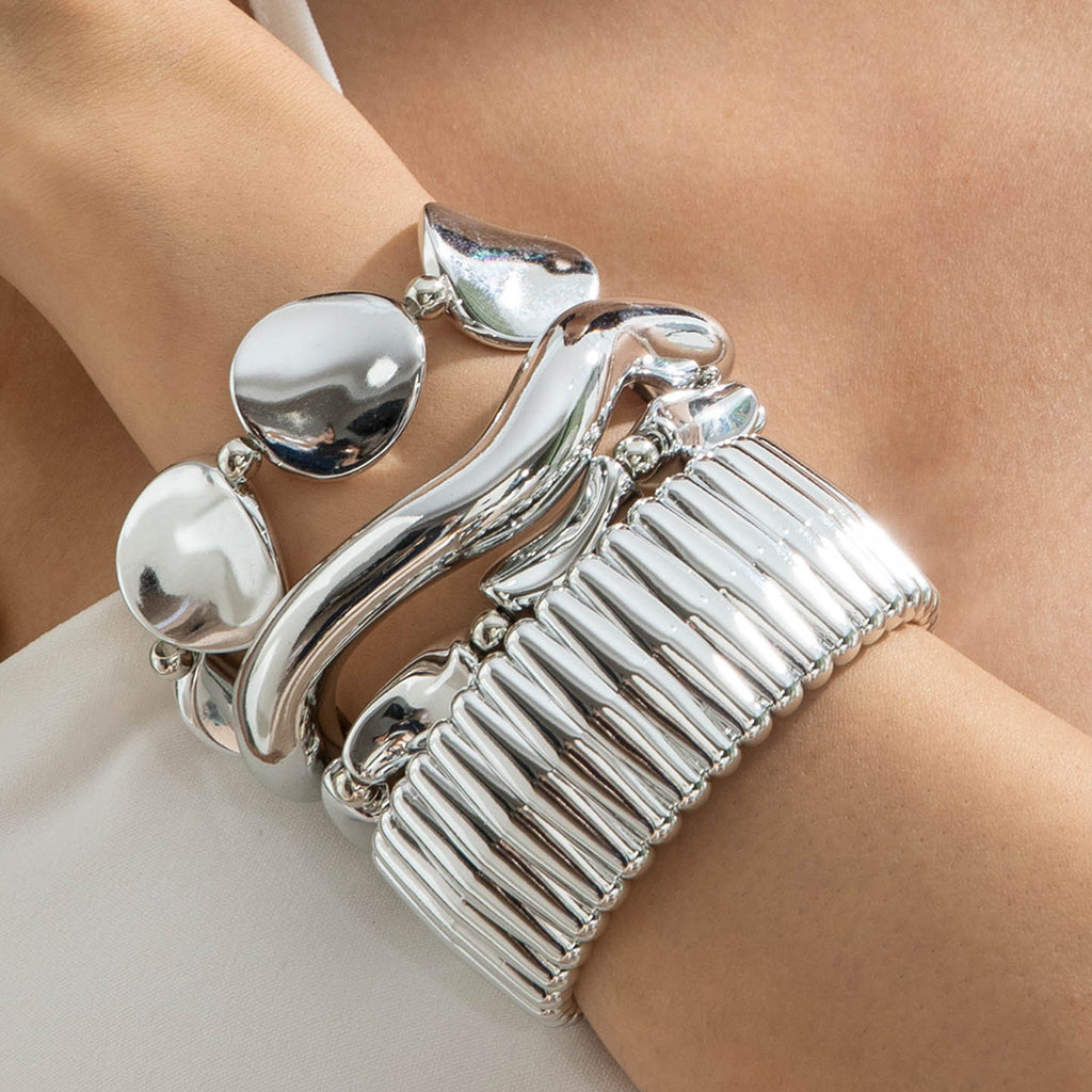 New Multi-layer Line Winding Geometric Open Bracelet Suit
