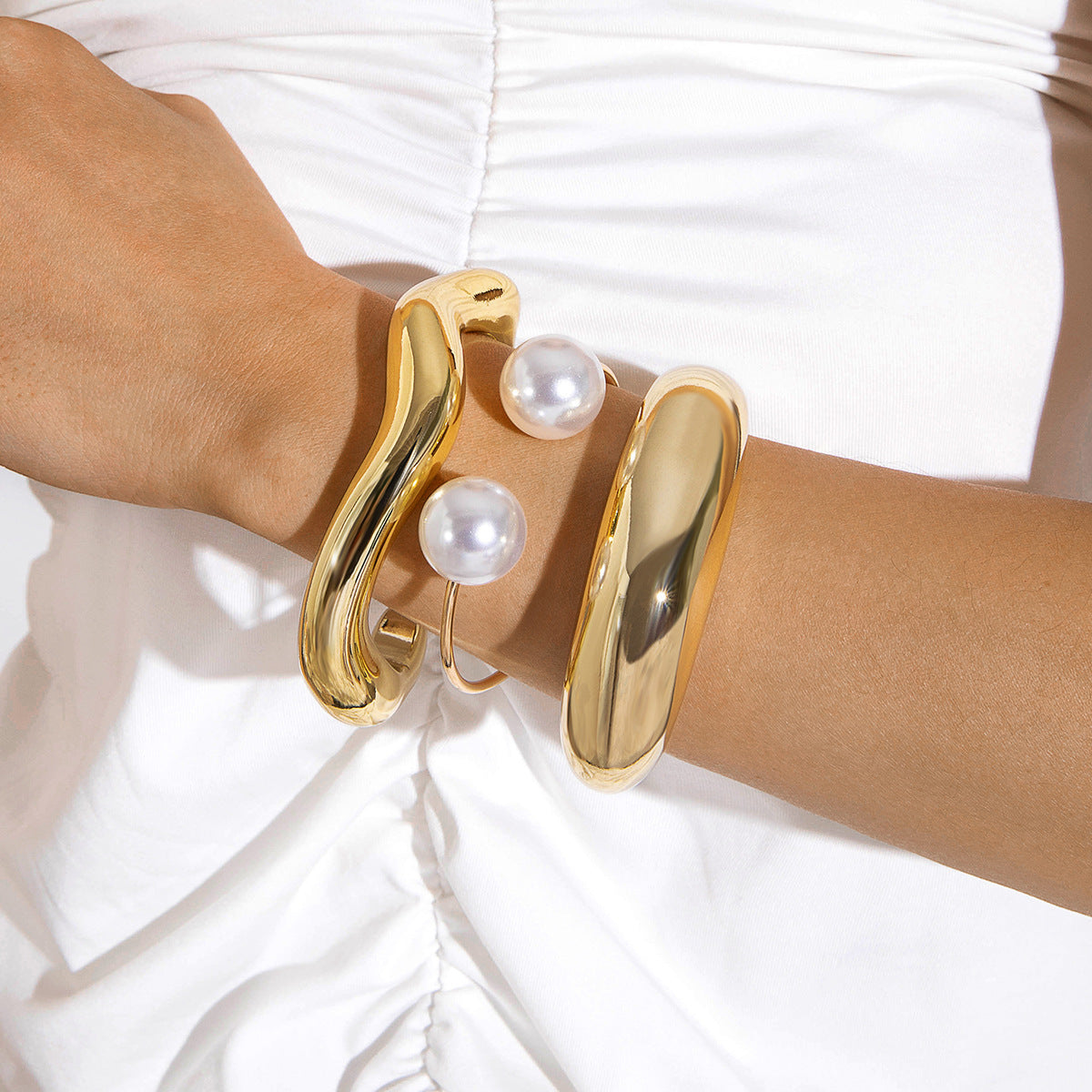 New Multi-layer Line Winding Geometric Open Bracelet Suit