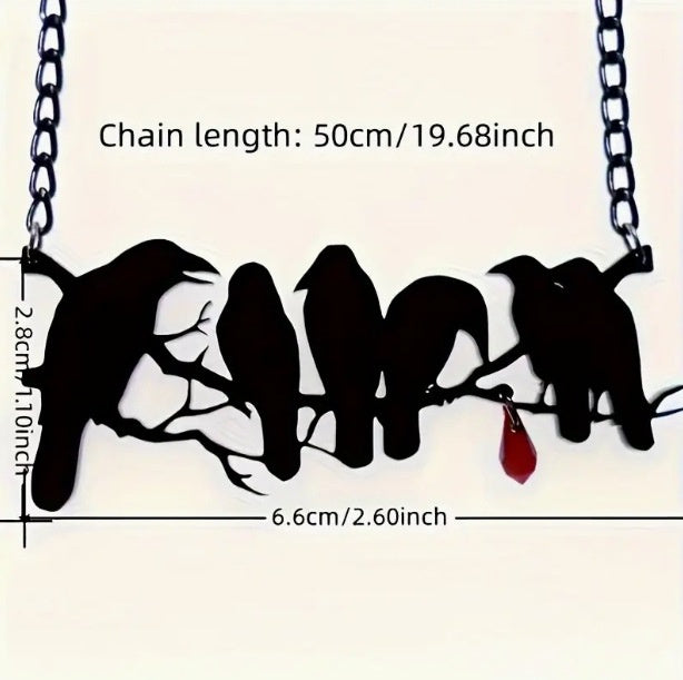 Hip Hop Retro Gothic Black Crow Necklace Ornament
