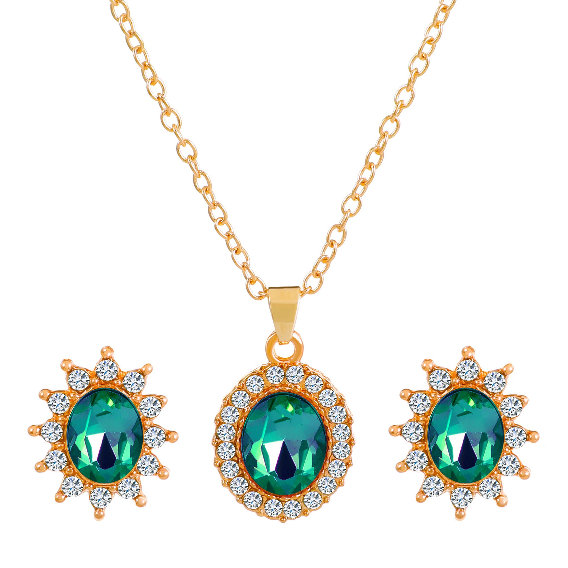 Female SUNFLOWER Earrings And Necklace Set