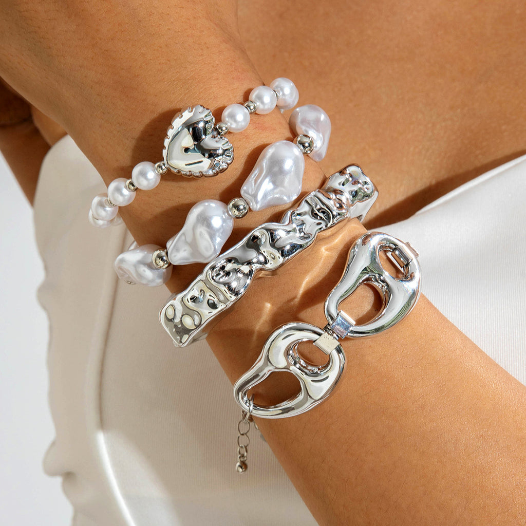 New Multi-layer Line Winding Geometric Open Bracelet Suit