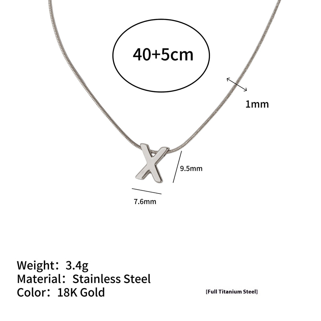 18k Gold Titanium Steel Necklace With 26 English Letters