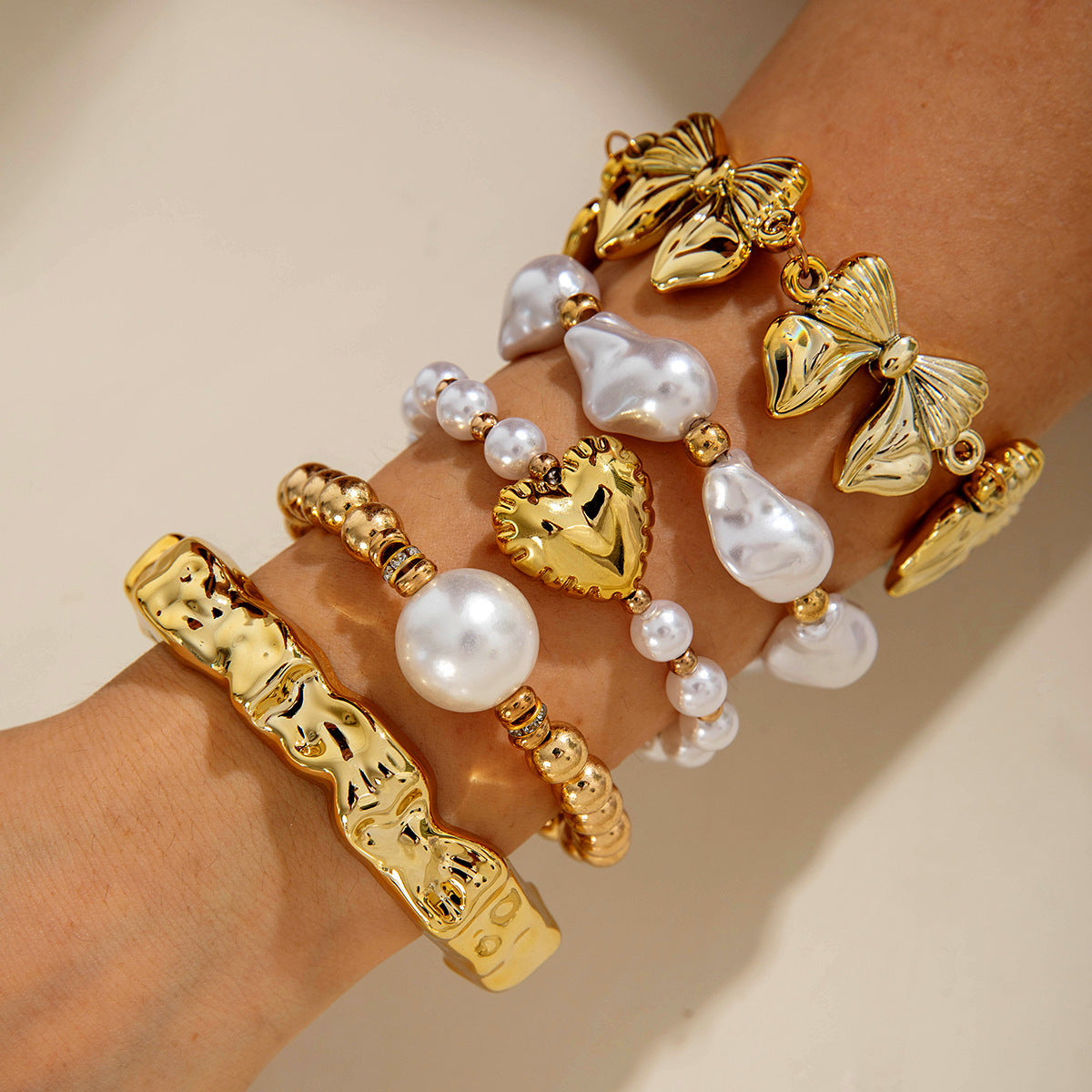 New Multi-layer Line Winding Geometric Open Bracelet Suit