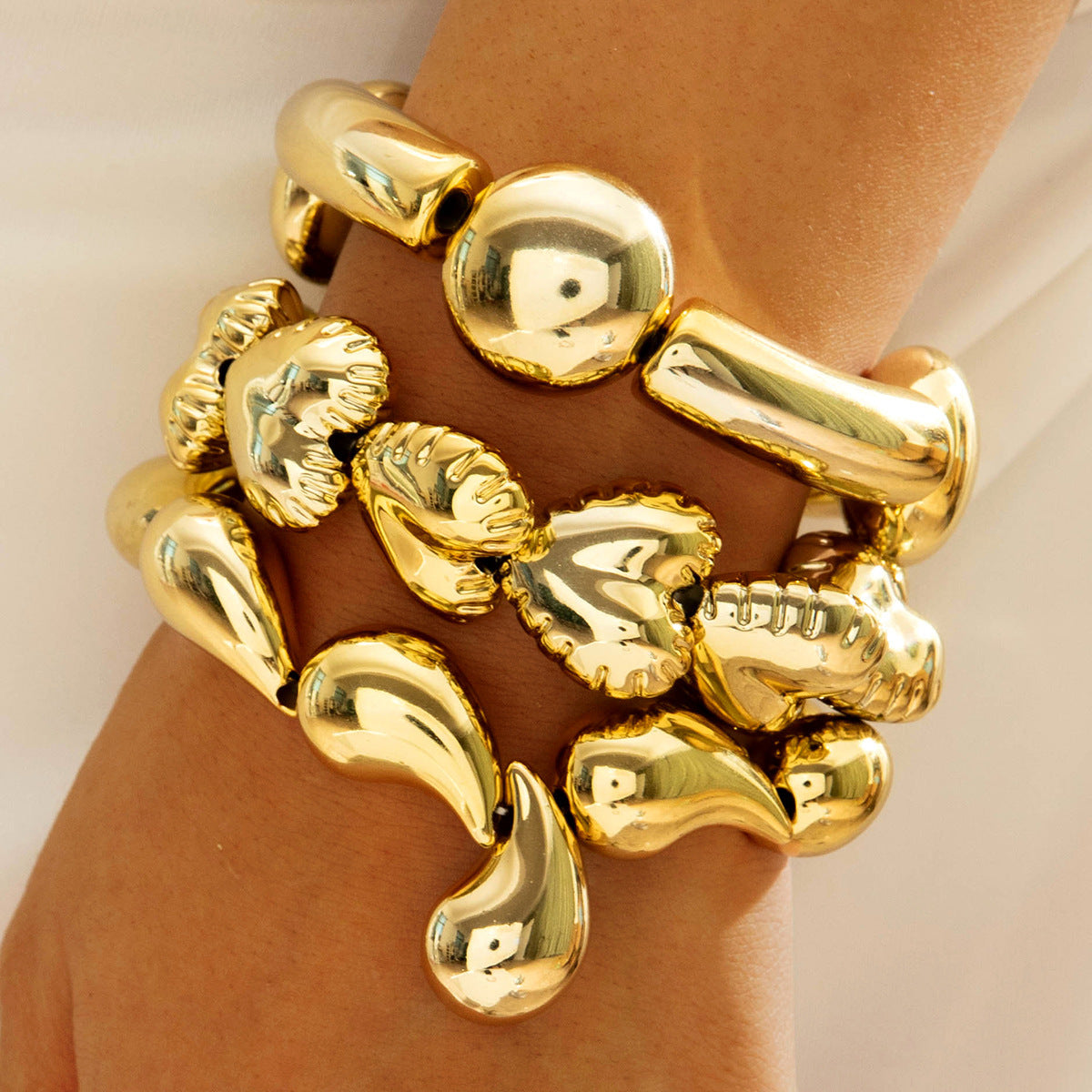 New Multi-layer Line Winding Geometric Open Bracelet Suit