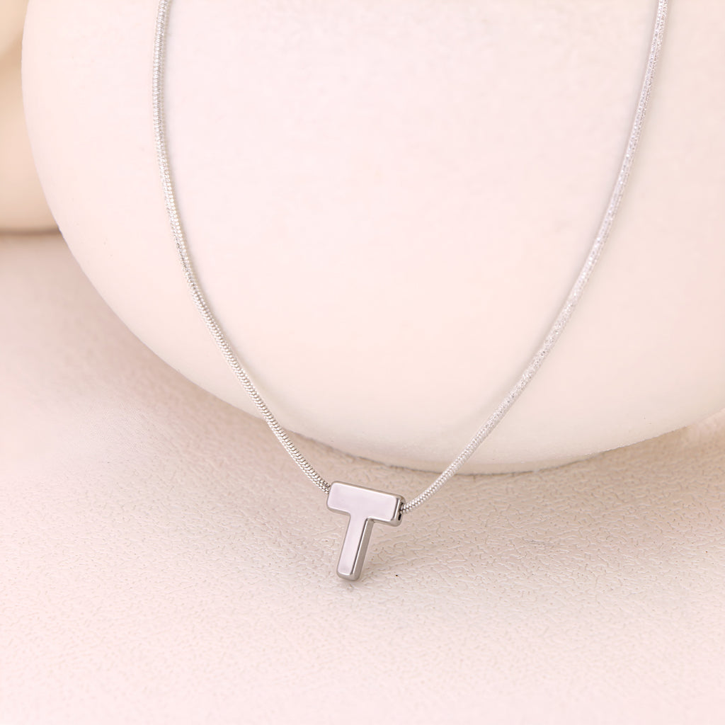 18k Gold Titanium Steel Necklace With 26 English Letters