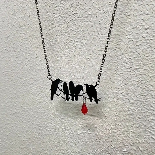 Hip Hop Retro Gothic Black Crow Necklace Ornament