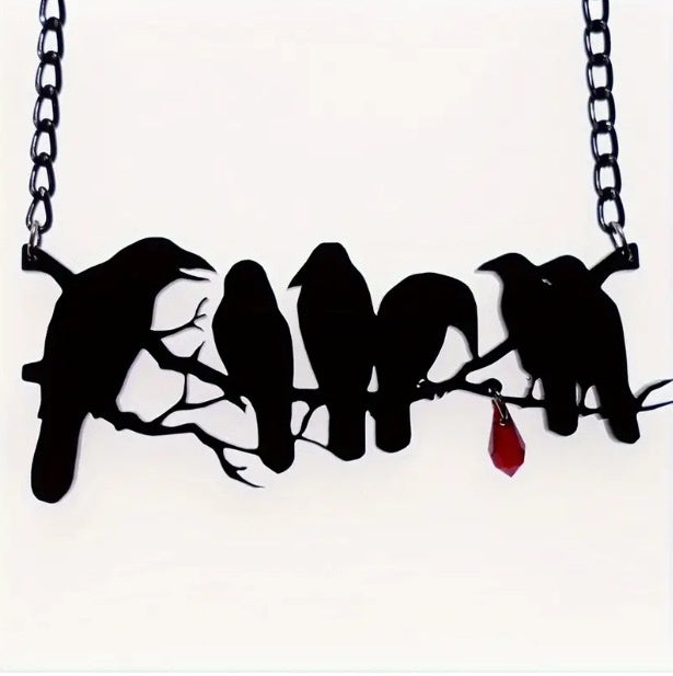 Hip Hop Retro Gothic Black Crow Necklace Ornament