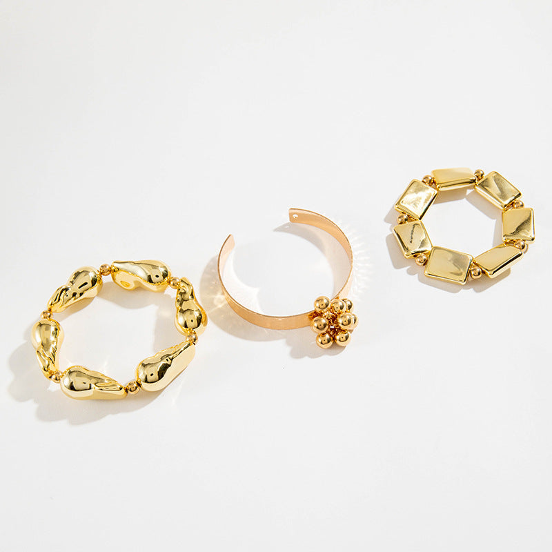 New Multi-layer Line Winding Geometric Open Bracelet Suit