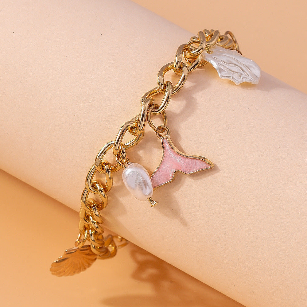 Women's Shell Pearl Mermaid Tail Bracelet