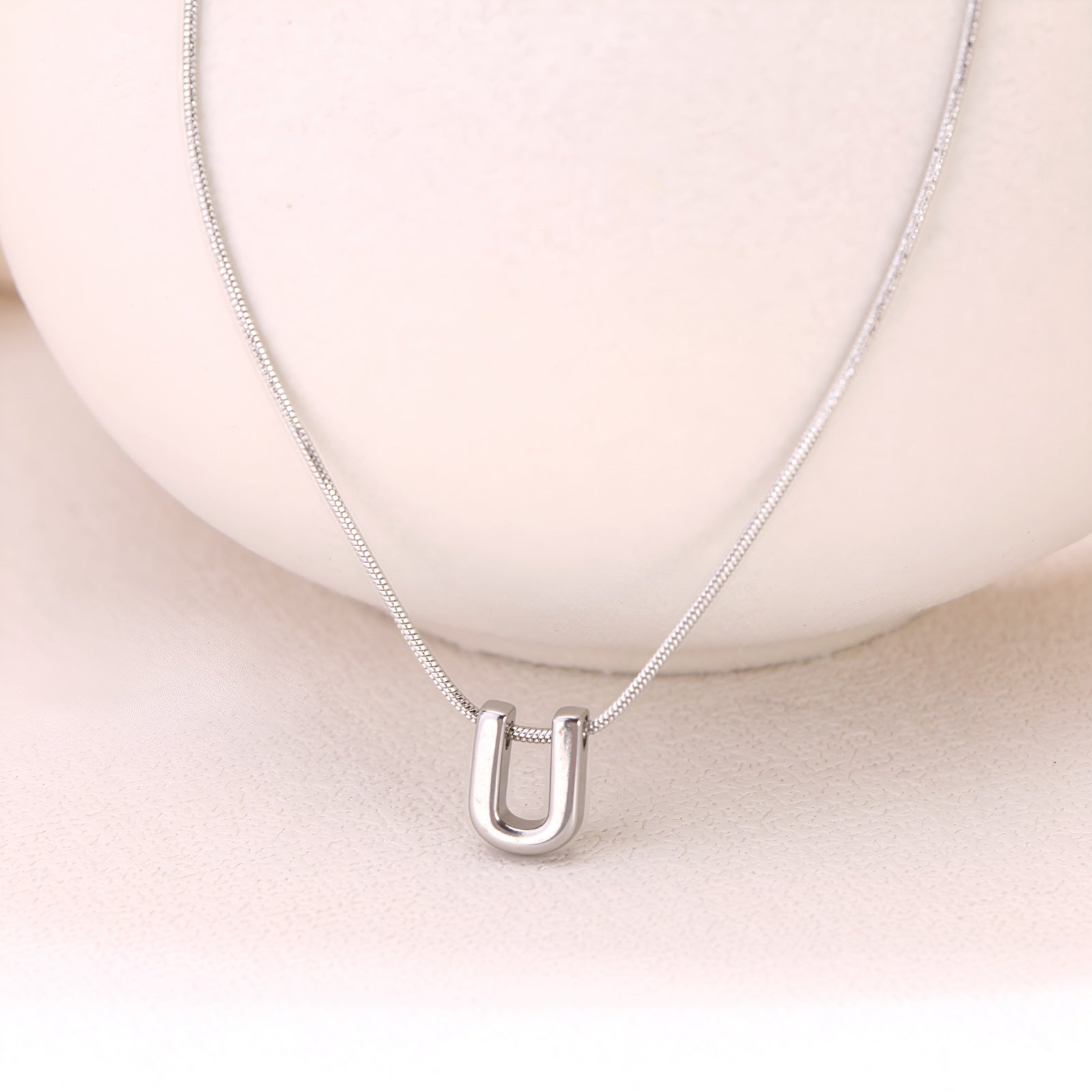 18k Gold Titanium Steel Necklace With 26 English Letters