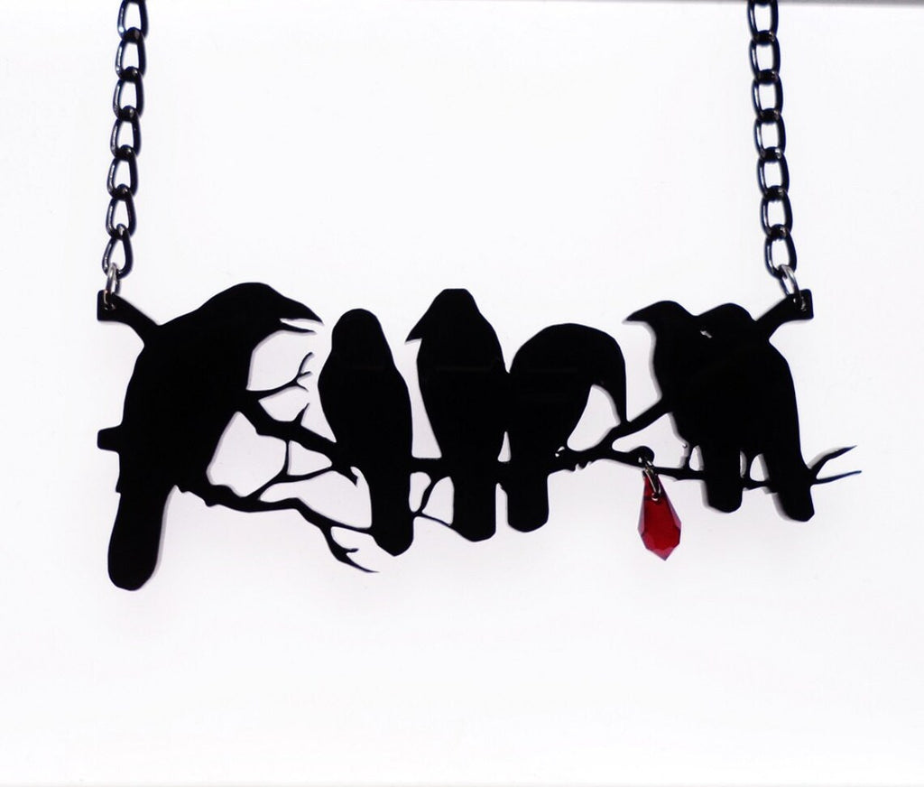 Hip Hop Retro Gothic Black Crow Necklace Ornament