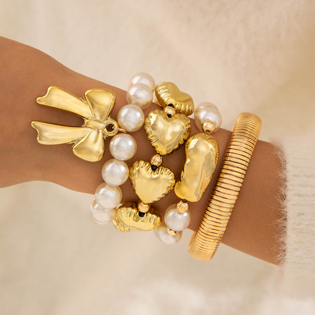 New Multi-layer Line Winding Geometric Open Bracelet Suit