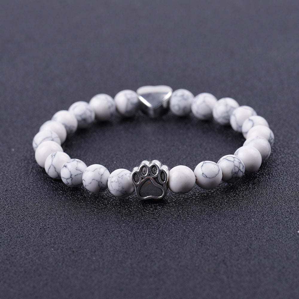 Tigereye Indian Agate Dog's Paw Bracelet Fashion Love Heart
