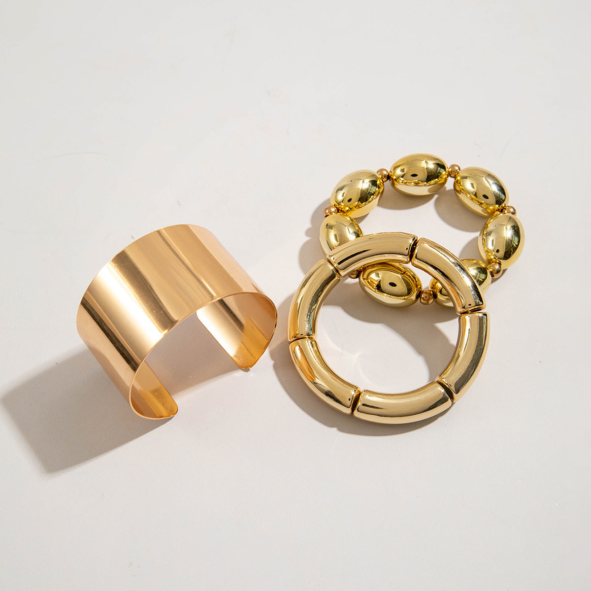 New Multi-layer Line Winding Geometric Open Bracelet Suit