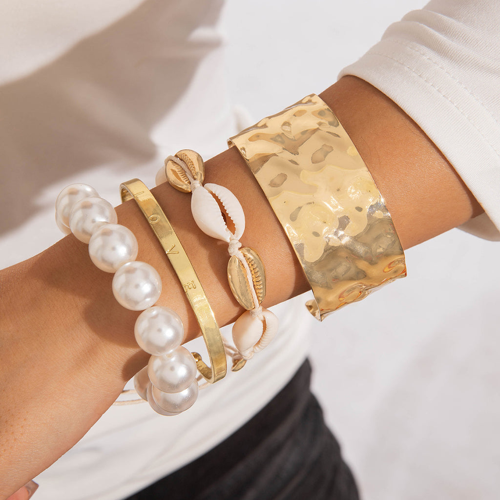 New Multi-layer Line Winding Geometric Open Bracelet Suit