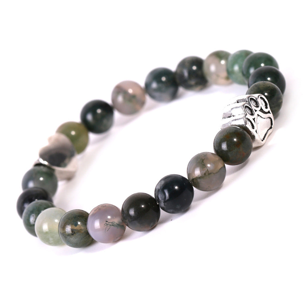 Tigereye Indian Agate Dog's Paw Bracelet Fashion Love Heart