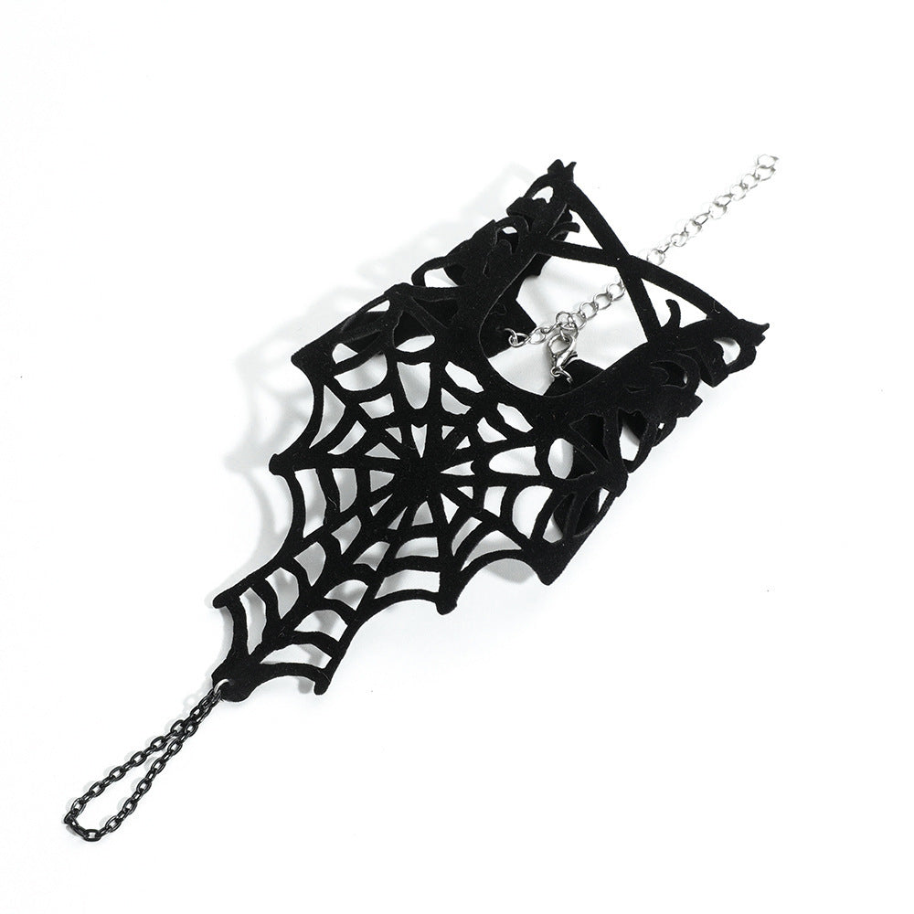 Dark Style Hollow Spider Web Finger Chain