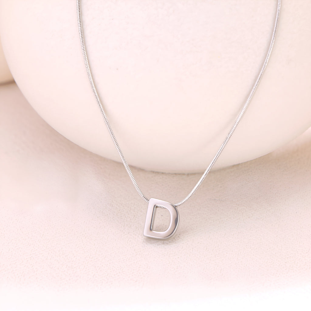 18k Gold Titanium Steel Necklace With 26 English Letters