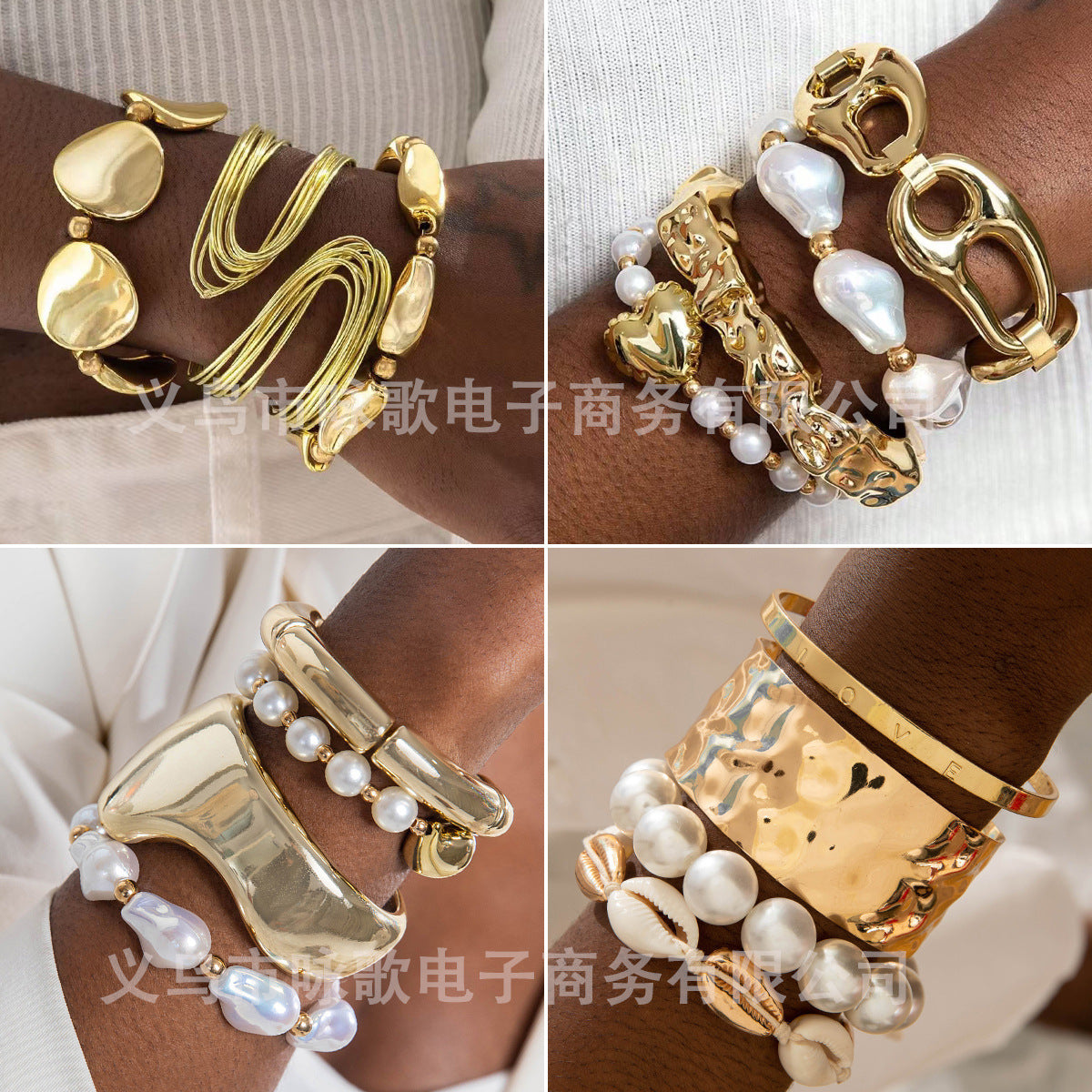 New Multi-layer Line Winding Geometric Open Bracelet Suit