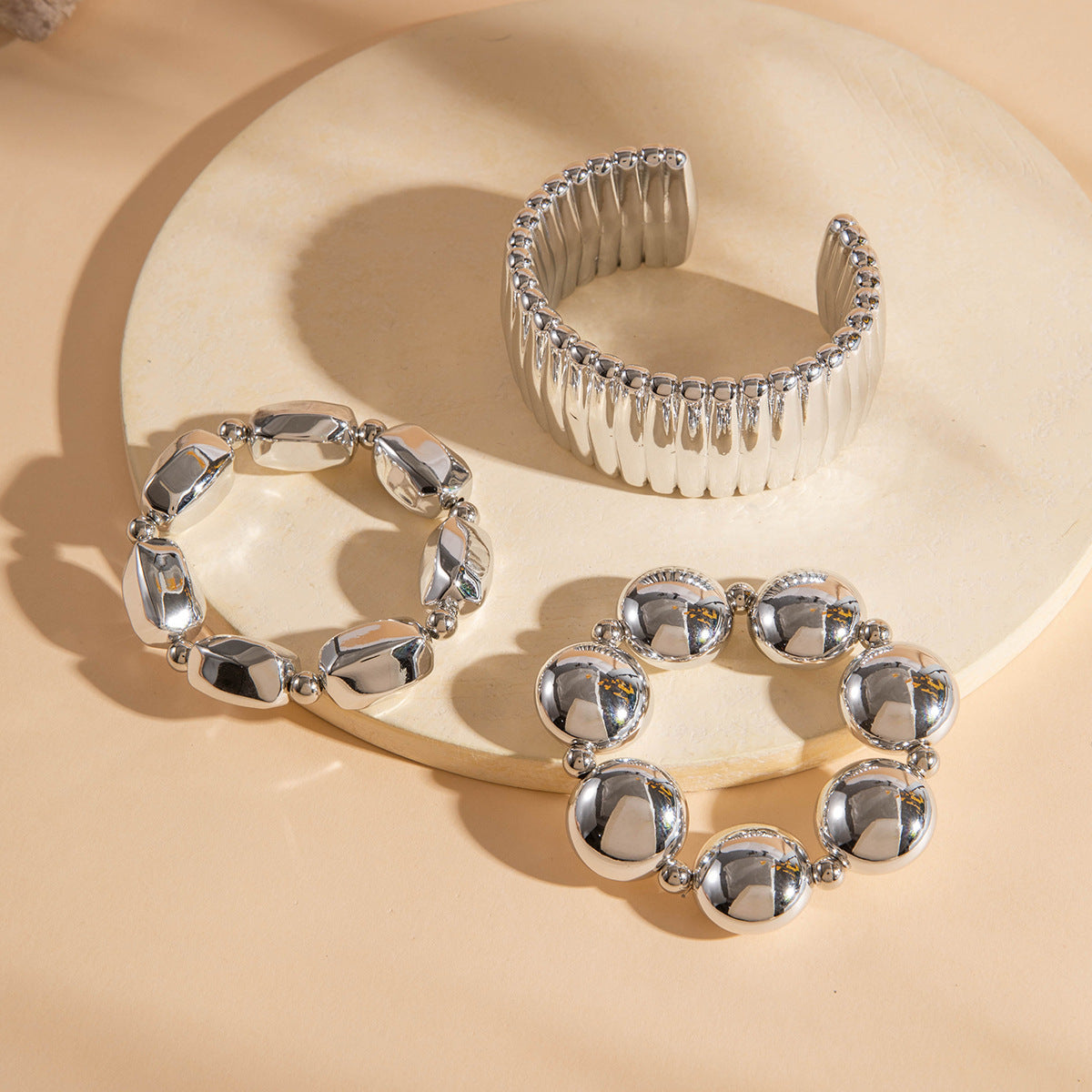 New Multi-layer Line Winding Geometric Open Bracelet Suit